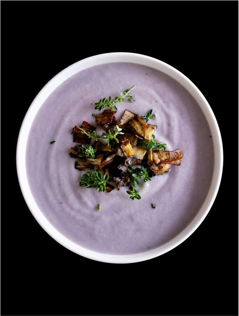 Potage au Chou-Fleur et sa Garniture de Poireaux Carmélisés