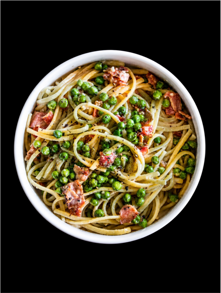 Linguines au Bacon & Petits Pois