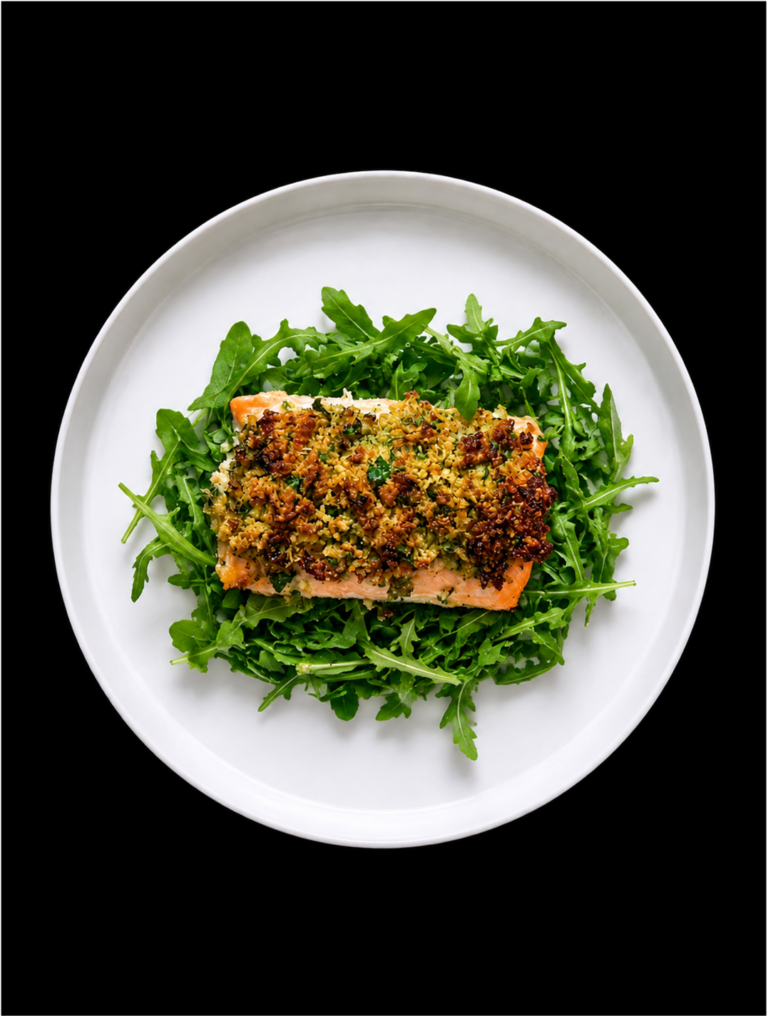 Saumon en croûte de parmesan et d&rsquo;herbes