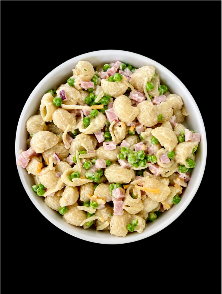 Salade de pâtes au jambon et petits pois