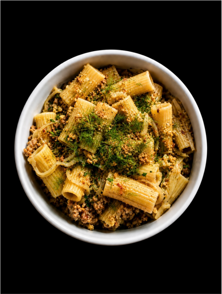 Rigatoni à la saucisse et au fenouil